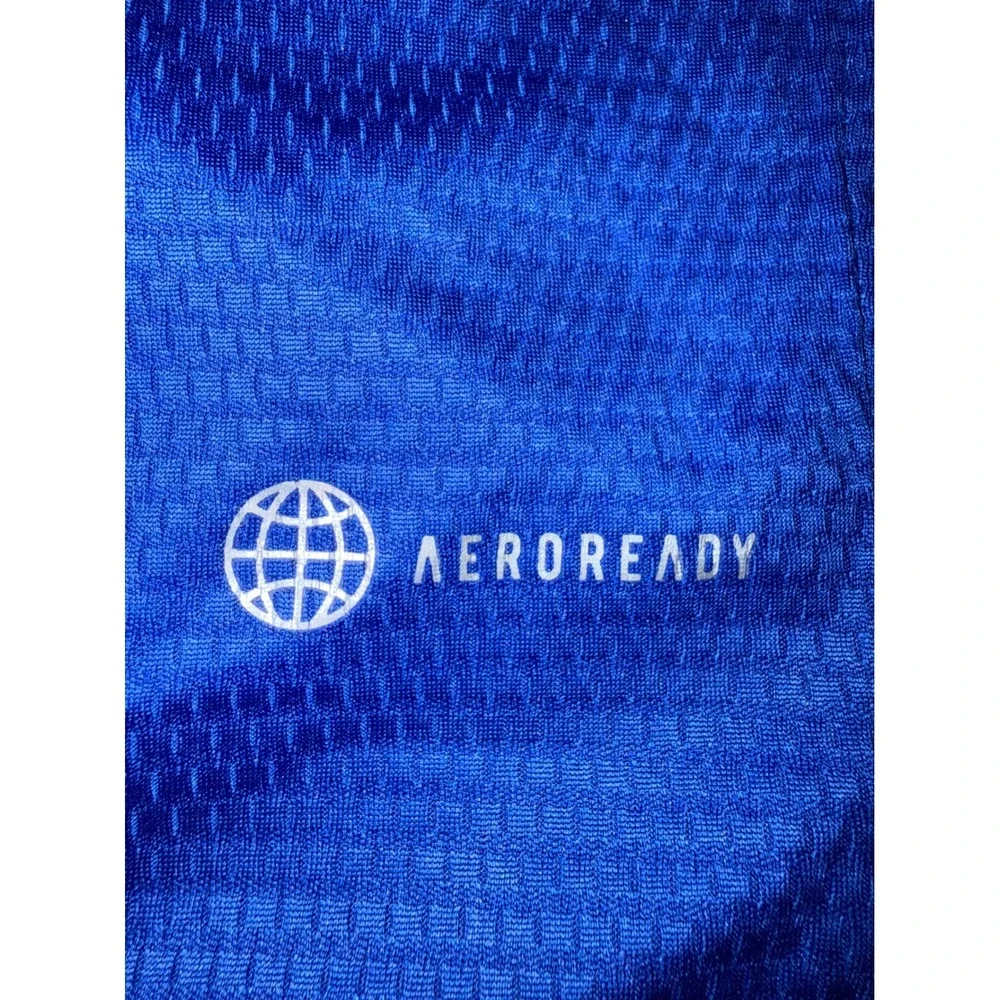 Adidas Tanzania Soccer Jersey Mens Medium Blue Short Sleeve Aeroready Shirt